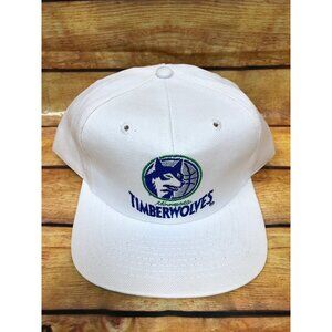NOS Vintage MINNESOTA TIMBERWOLVES White Snapback Hat Twins Enterprise